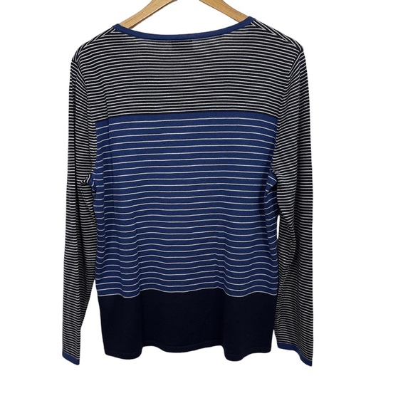 East Womens 100% Merino Wool Cardigan Sweater Size XL Striped Business Casual - Picture 2 of 5